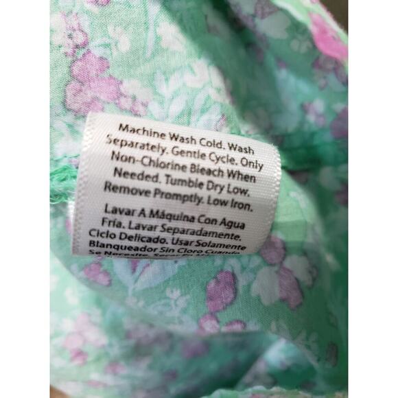 Time and Tru Dress Women Size XXL Green Pink Floral Cotton Ruffle Tiered Casual - Picture 12 of 13